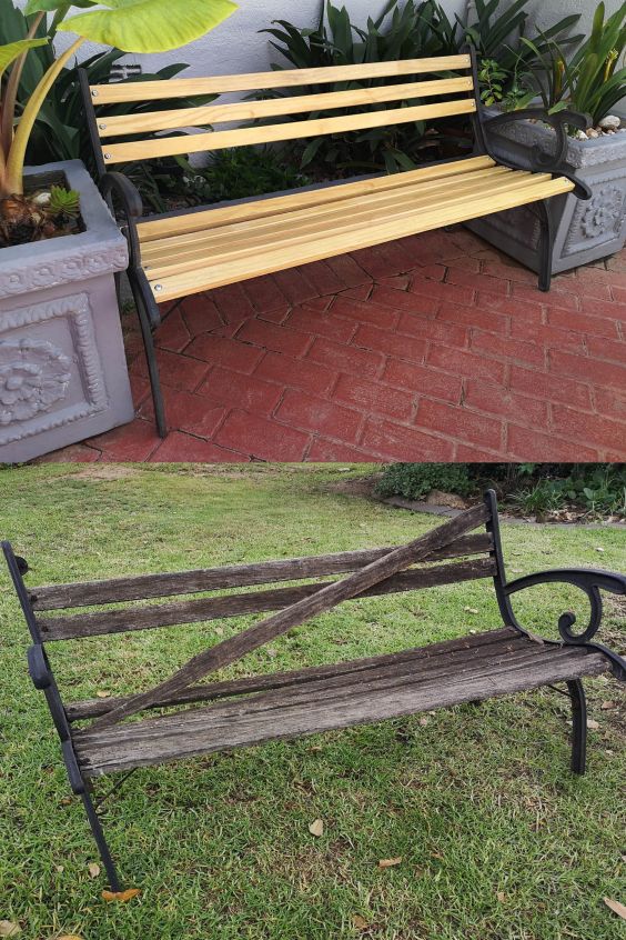 Refurbished Bench (After and Before)